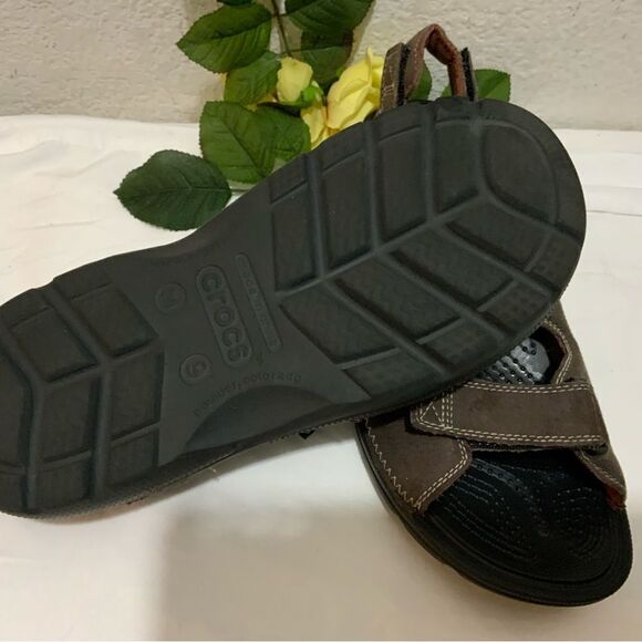 Crocs Mens Activewear Sport Sandals Brown Adjustable Strap Hook And Loop Sz 9 - Picture 6 of 10